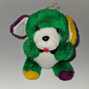 VTG Circus Circus Puppy Dog Plush 5" Stuffed Animal Toy Green Purple Yellow